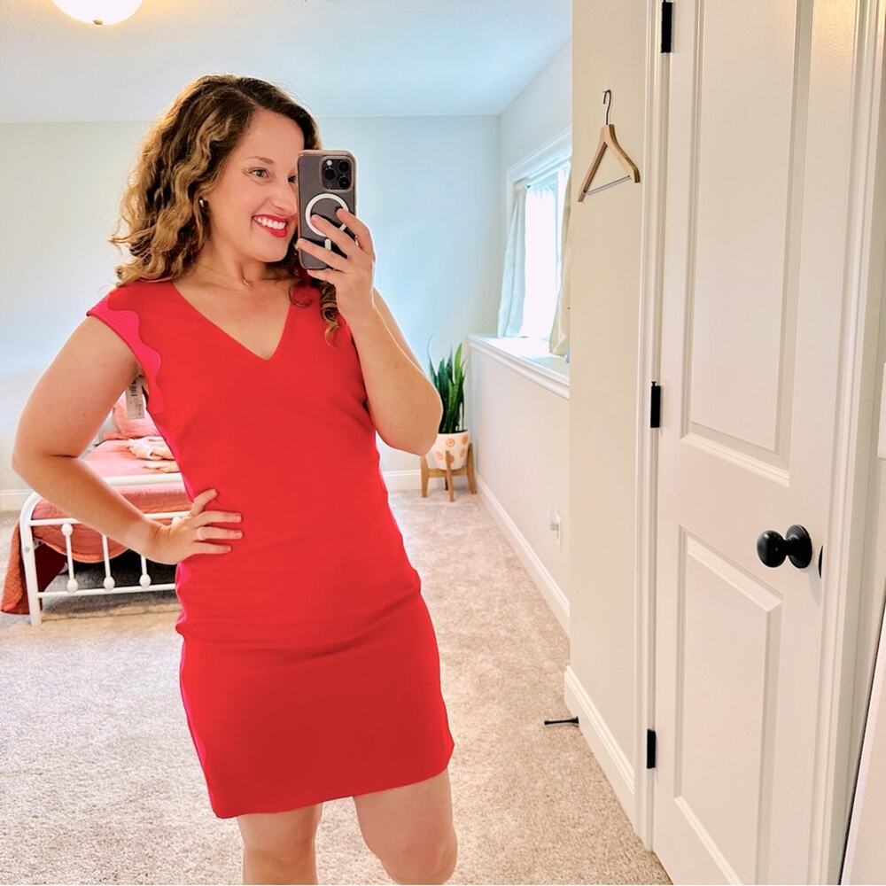 NWT Tuckernuck Trina Turk Red Pink Zig Zag Mini Dress 4
